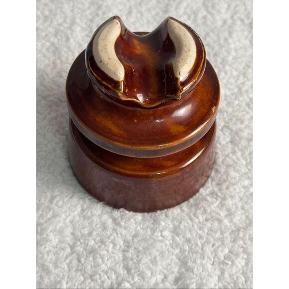 Vintage Locke Hi-Top 66 Brown Porcelain High Voltage Power Line Wire Insulator - Picture 4 of 13